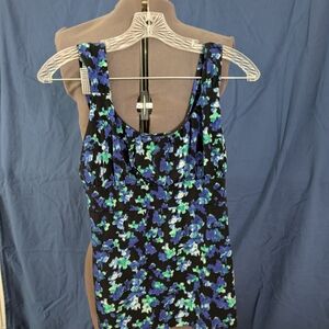 Ann Taylor Floral Mini Dress - Black and Blue